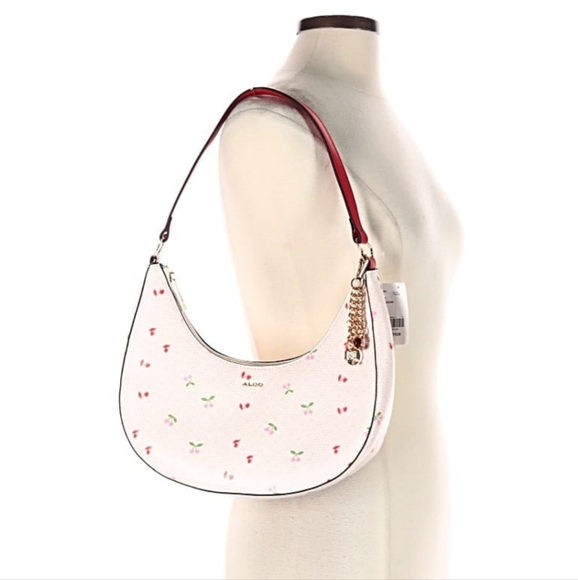 Aldo Cherry Print Shoulder Bag with Red Strap - Picture 1 of 10